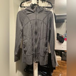 Athleta Rishi Jacket - hooded long zip jacket with collar and hood